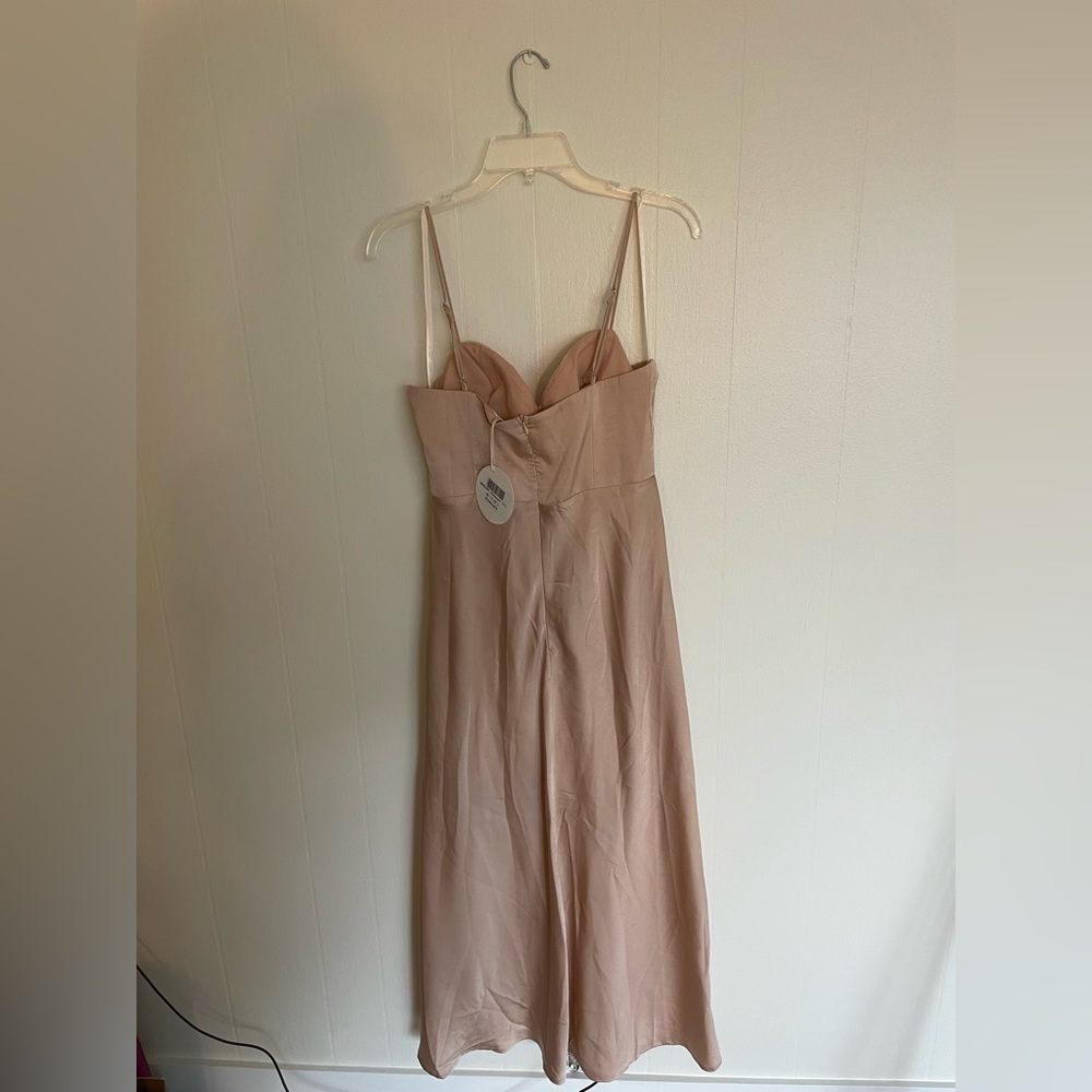 Selfie Leslie Giorgette Side Split MIDI Dress Champagne - Picture 3 of 4